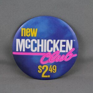 1980s Mc Donald's Staff Pin - Introducing the Mc Chicken Club - Sick Neon Colour